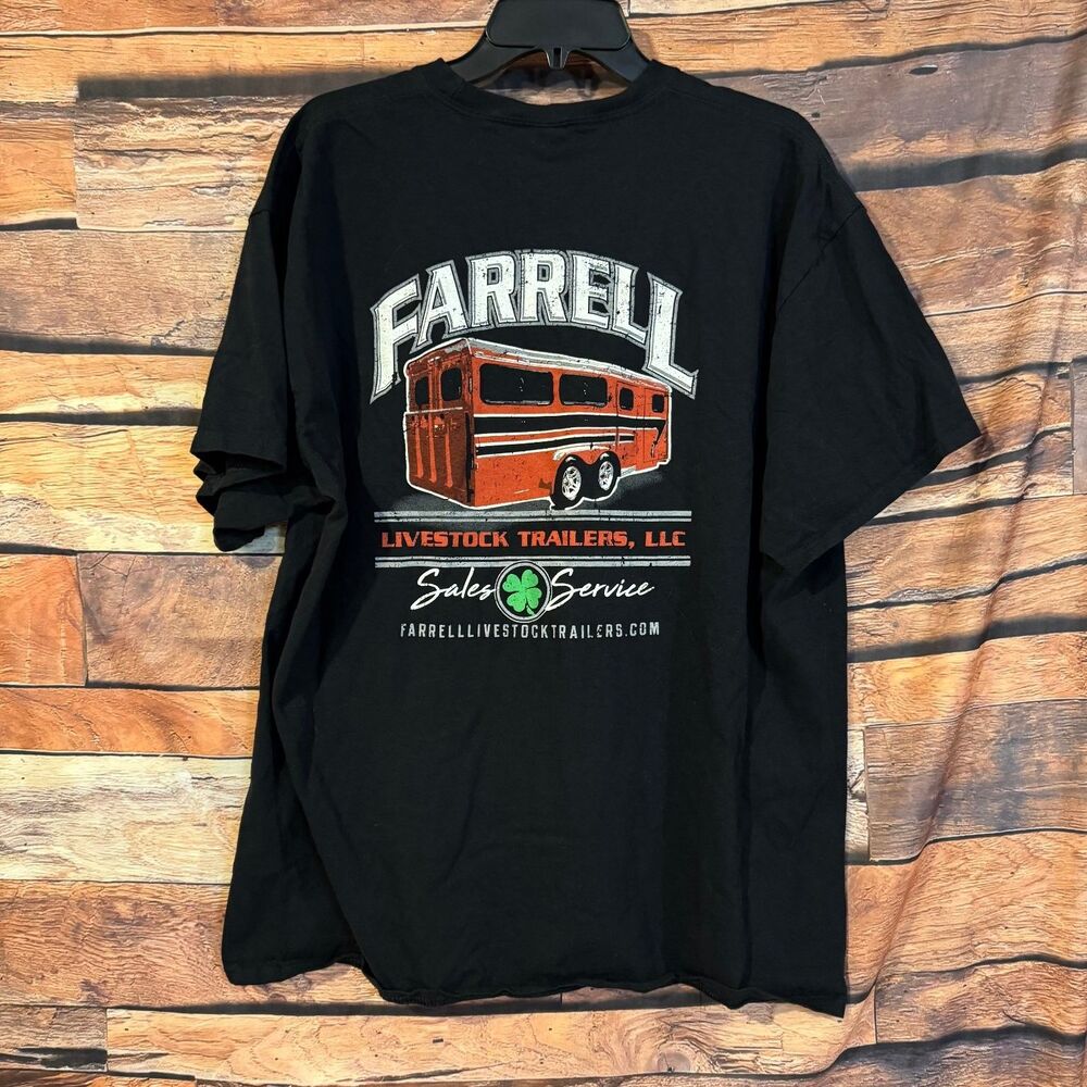 Port & Company Men's Black XL 100% Cotton Farrell Livestock Trailer Graphic